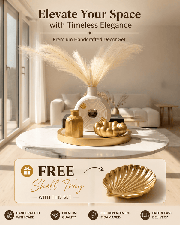 Modern Handmade Home Decor Tray Set – Decorative Vase & Sculptural Bowl