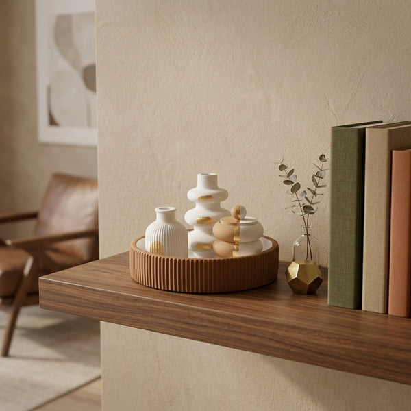 Handcrafted Terracotta and White Decorative Tray 4-Set