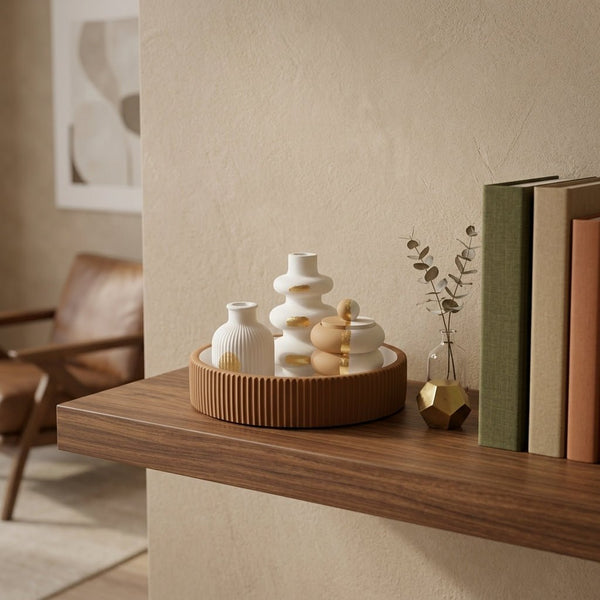 Handcrafted Terracotta and White Decorative Tray 4-Set