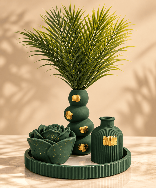 Modern Handcrafted Emerald Green Decor Set