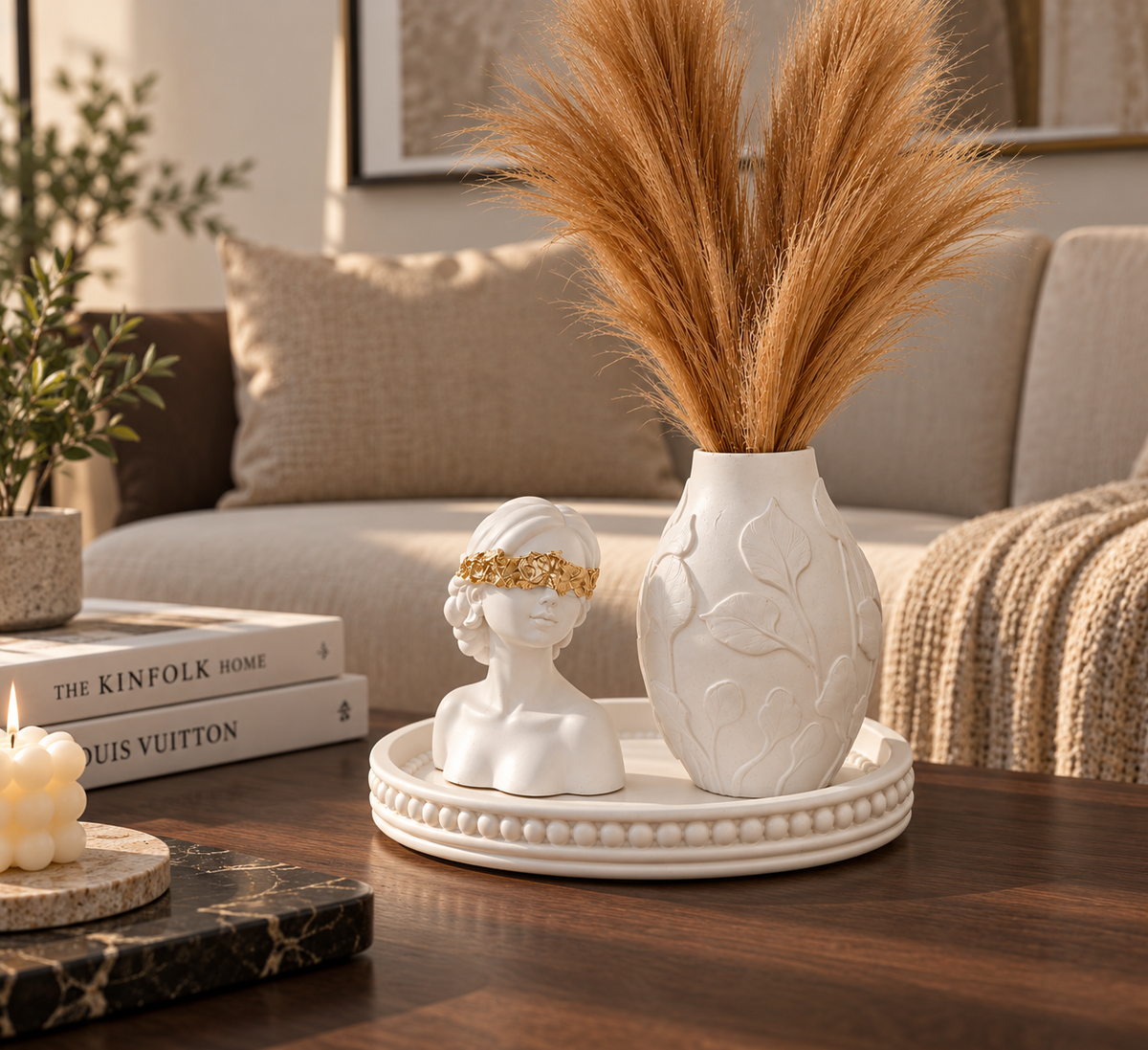 Handmade White & Gold Decorative Set