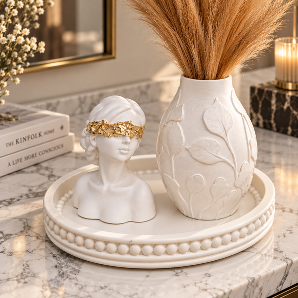Handmade White & Gold Decorative Set