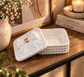 Bow Trinket Box with Gold Leaf Accent | Jewelry Container