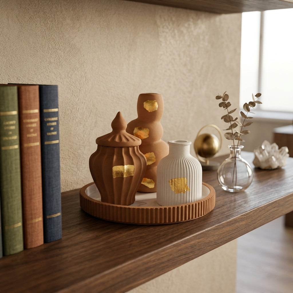 Luxury Ceramic Home Decor Set with Decorative Tray