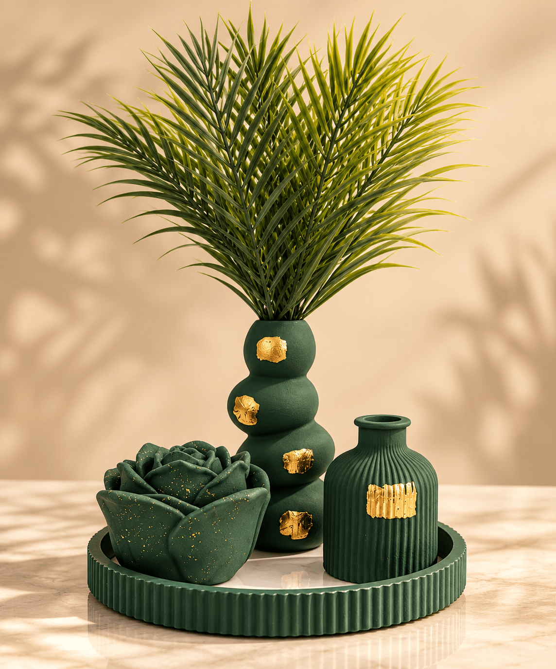 Modern Handcrafted Emerald Green Decor Set