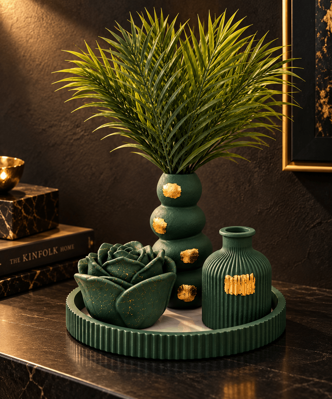 Modern Handcrafted Emerald Green Decor Set