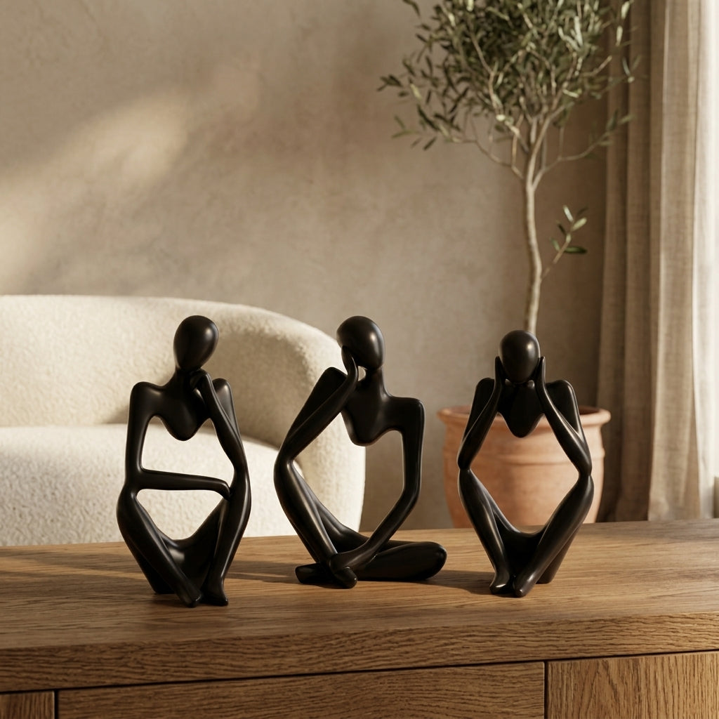Abstract Thinker Statue (set of 3)