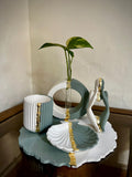 Sage Green & White with Gold Detailing (set of 5)