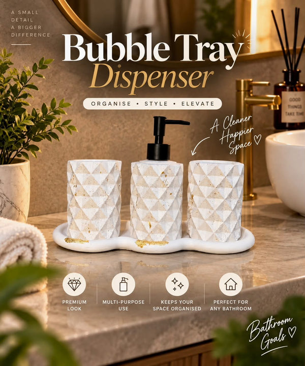 Bathroom Essentials Set – 3 Piece Dispenser & Holder Set with Tray