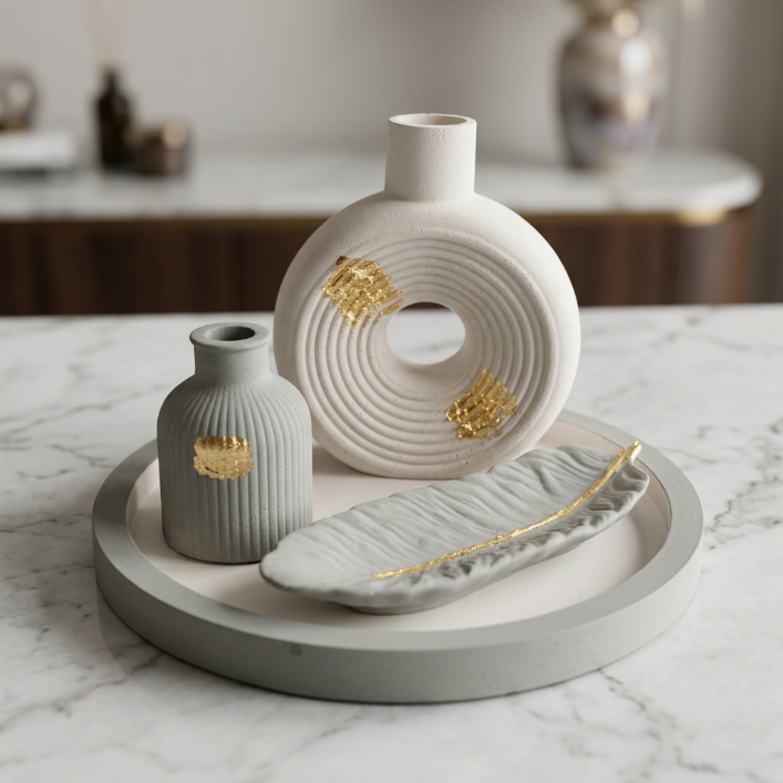 Modern Ceramic Vase Decor Set with Tray