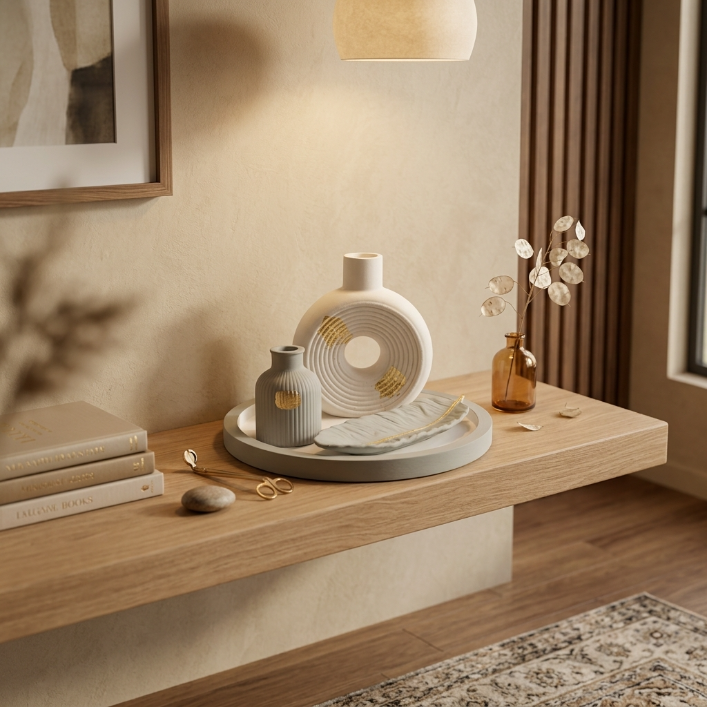 Modern Ceramic Vase Decor Set with Tray